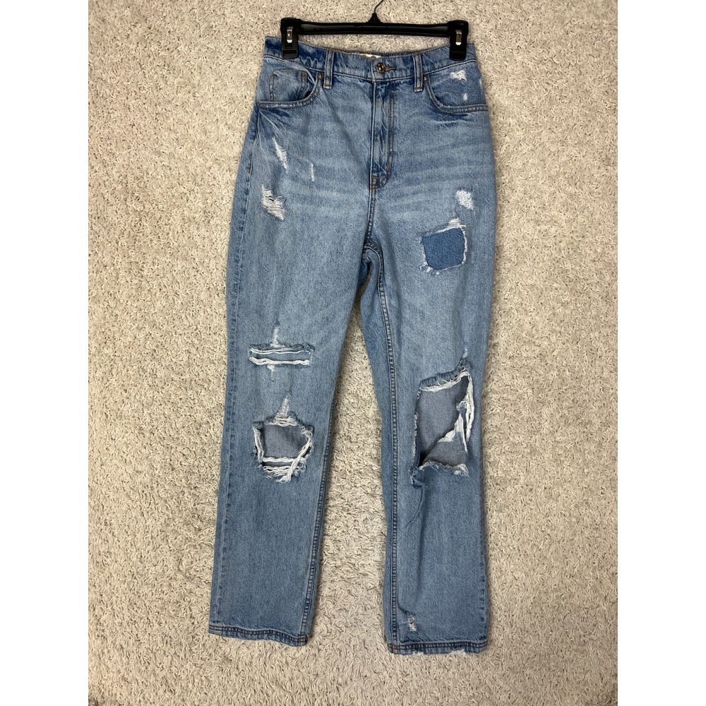 We The Free People Jeans Womens 28 Blue CRVY Denim‎ Distressed Holes Concert
